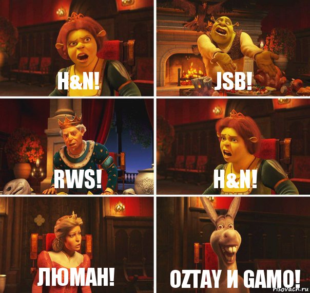 H&N! JSB! RWS! H&N! ЛЮМАН! oztay и gamo!, Комикс  Шрек Фиона Гарольд Осел