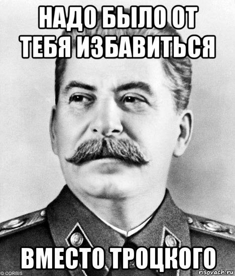 надо было от тебя избавиться вместо троцкого, Мем  Иосиф Виссарионович Сталин