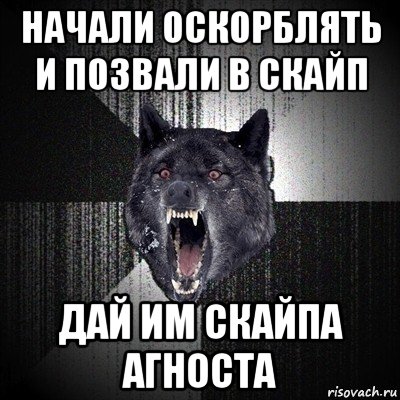 начали оскорблять и позвали в скайп дай им скайпа агноста, Мем Сумасшедший волк