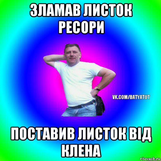 зламав листок ресори поставив листок від клена, Мем  Типичный Батя вк