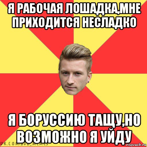 я рабочая лошадка,мне приходится несладко я боруссию тащу,но возможно я уйду