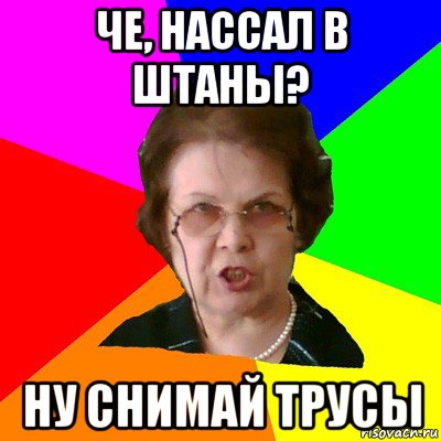 че, нассал в штаны? ну снимай трусы, Мем Типичная училка