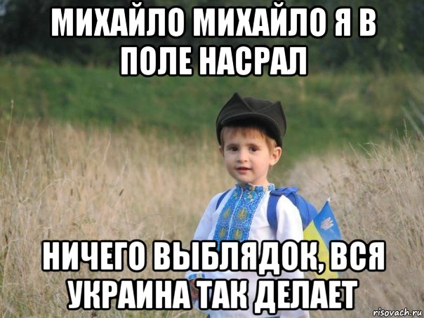 михайло михайло я в поле насрал ничего выблядок, вся украина так делает