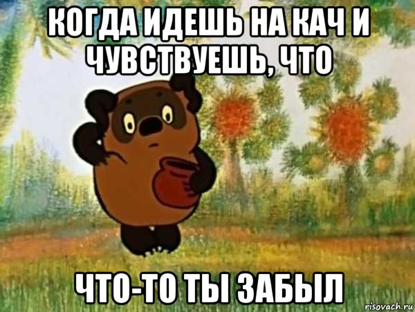 когда идешь на кач и чувствуешь, что что-то ты забыл, Мем Винни пух чешет затылок