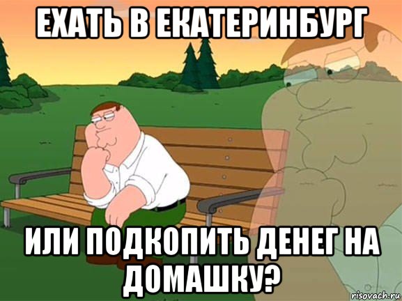 ехать в екатеринбург или подкопить денег на домашку?, Мем Задумчивый Гриффин