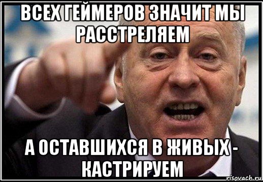 всех геймеров значит мы расстреляем а оставшихся в живых - кастрируем, Мем жириновский ты