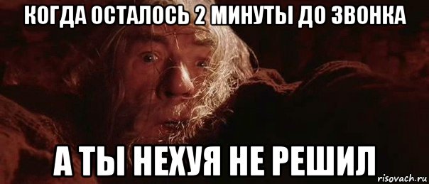 когда осталось 2 минуты до звонка а ты нехуя не решил, Мем бегите глупцы