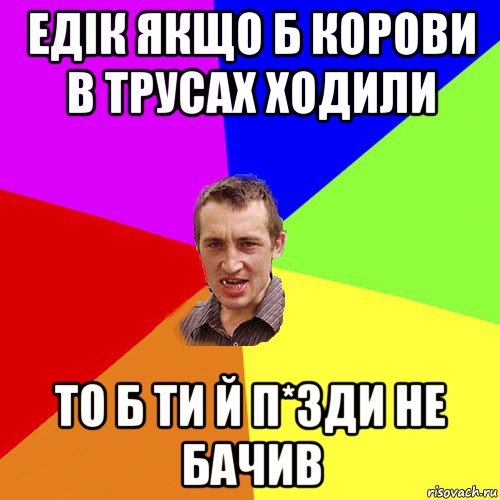 едік якщо б корови в трусах ходили то б ти й п*зди не бачив, Мем Чоткий паца