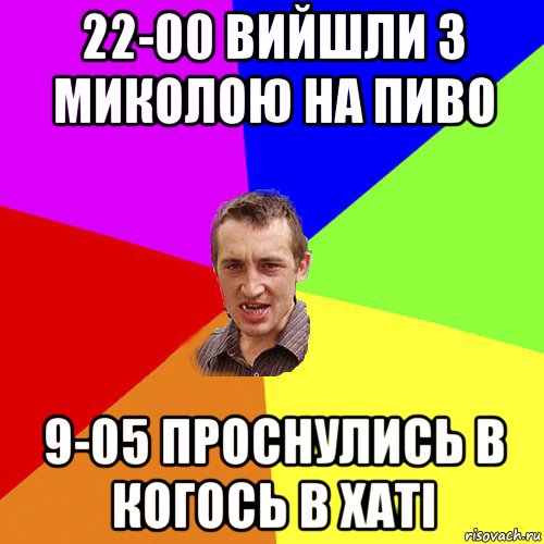 22-00 вийшли з миколою на пиво 9-05 проснулись в когось в хаті, Мем Чоткий паца