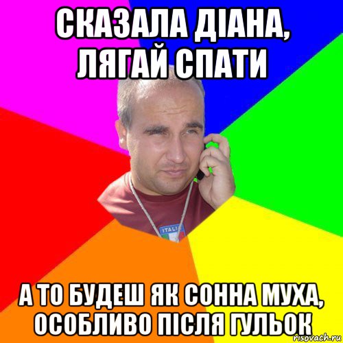 сказала діана, лягай спати а то будеш як сонна муха, особливо після гульок