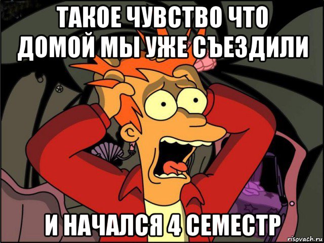 такое чувство что домой мы уже съездили и начался 4 семестр, Мем Фрай в панике