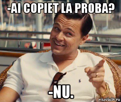 -ai copiet la proba? -nu., Мем Хитрый Гэтсби