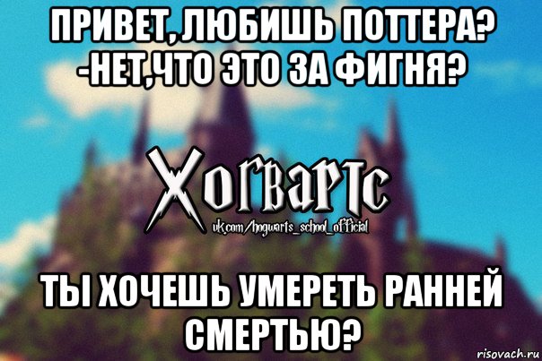 привет, любишь поттера? -нет,что это за фигня? ты хочешь умереть ранней смертью?, Мем Хогвартс