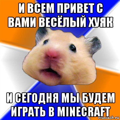 и всем привет с вами весёлый хуяк и сегодня мы будем играть в minecraft, Мем Хомяк