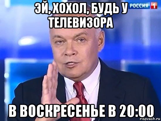 эй, хохол, будь у телевизора в воскресенье в 20:00, Мем Киселёв 2014