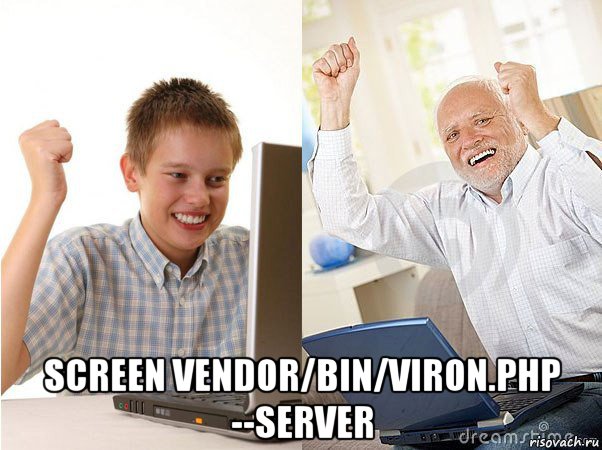  screen vendor/bin/viron.php --server, Мем   Когда с дедом
