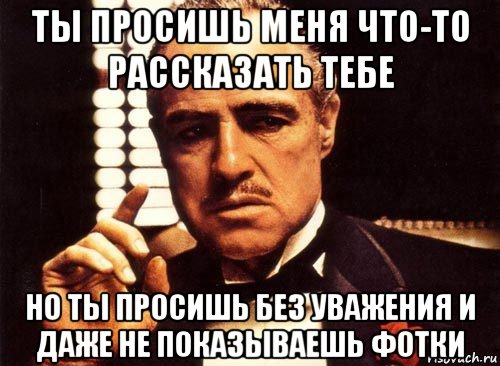 ты просишь меня что-то рассказать тебе но ты просишь без уважения и даже не показываешь фотки, Мем крестный отец