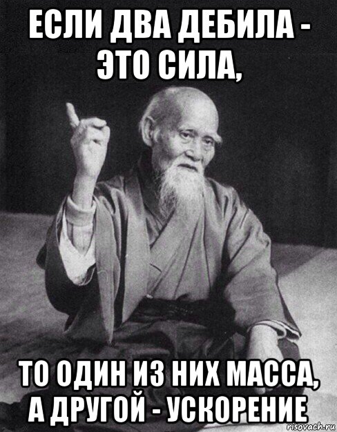 если два дебила - это сила, то один из них масса, а другой - ускорение, Мем Монах-мудрец (сэнсей)