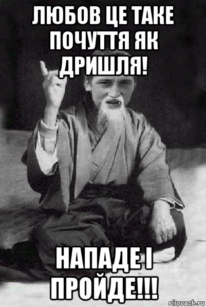 любов це таке почуття як дришля! нападе і пройде!!!, Мем Мудрий паца