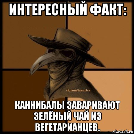 интересный факт: каннибалы заваривают зелёный чай из вегетарианцев., Мем Plague doctor