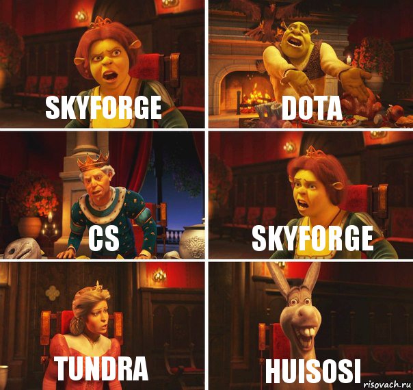 Skyforge Dota CS Skyforge Tundra hUISOSI, Комикс  Шрек Фиона Гарольд Осел