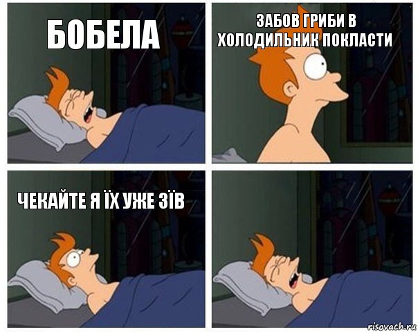 Бобела Забов гриби в холодильник покласти Чекайте я їх уже зїв , Комикс    Страшный сон Фрая