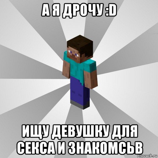 а я дрочу :d ищу девушку для секса и знакомсьв, Мем Типичный игрок Minecraft