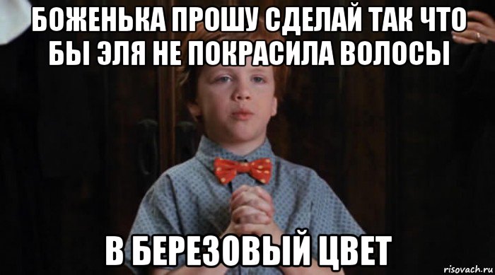 боженька прошу сделай так что бы эля не покрасила волосы в березовый цвет, Мем  Трудный Ребенок