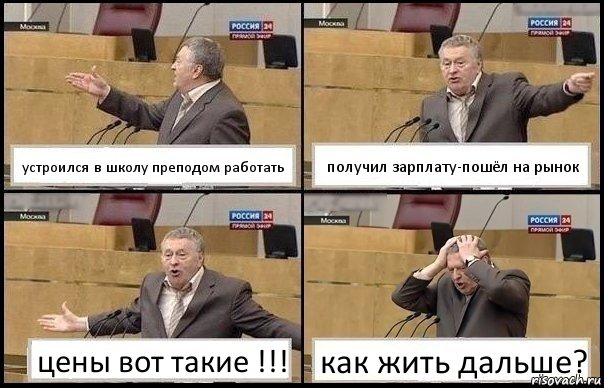 устроился в школу преподом работать получил зарплату-пошёл на рынок цены вот такие !!! как жить дальше?, Комикс Жирик в шоке хватается за голову