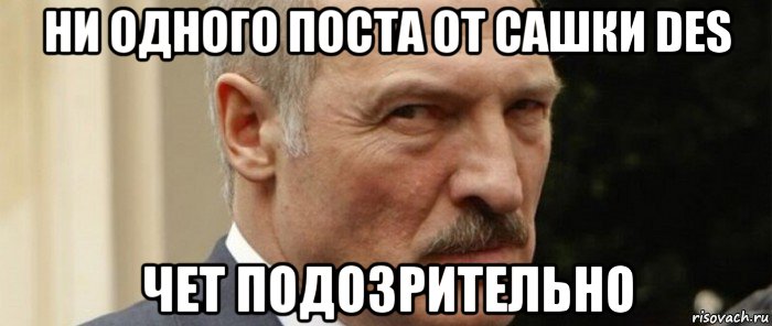 ни одного поста от сашки des чет подозрительно
