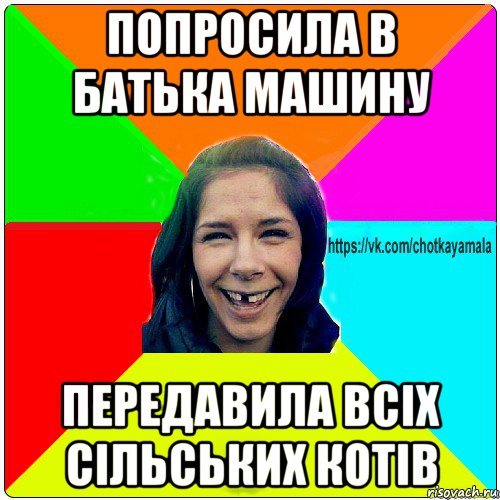 попросила в батька машину передавила всіх сільських котів, Мем Чотка мала