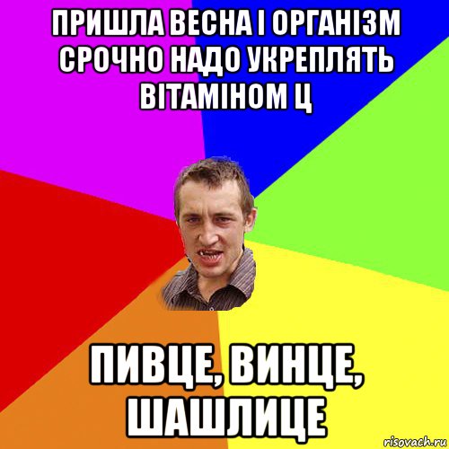 пришла весна і організм срочно надо укреплять вітаміном ц пивце, винце, шашлице, Мем Чоткий паца