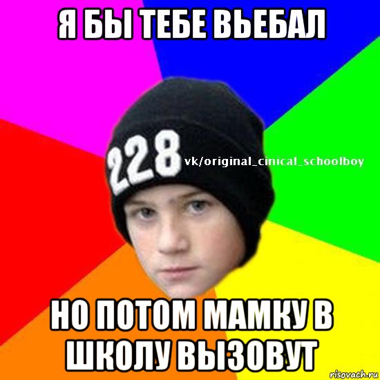 я бы тебе вьебал но потом мамку в школу вызовут