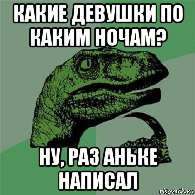 какие девушки по каким ночам? ну, раз аньке написал, Мем Филосораптор