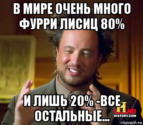 в мире очень много фурри лисиц 80% и лишь 20% -все остальные...