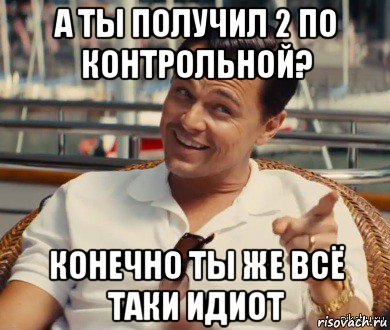 а ты получил 2 по контрольной? конечно ты же всё таки идиот, Мем Хитрый Гэтсби