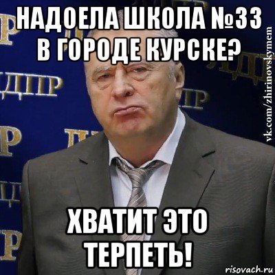 надоела школа №33 в городе курске? хватит это терпеть!, Мем Хватит это терпеть (Жириновский)