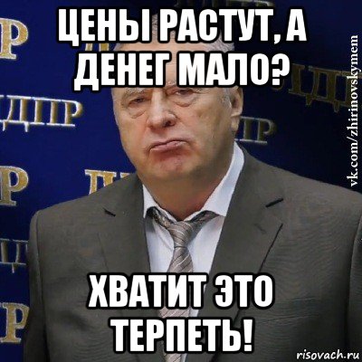 цены растут, а денег мало? хватит это терпеть!, Мем Хватит это терпеть (Жириновский)