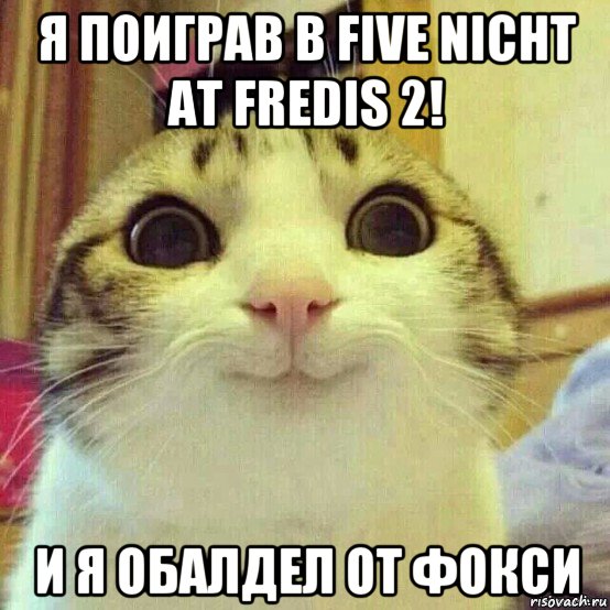 я поиграв в five nicht at fredis 2! и я обалдел от фокси, Мем       Котяка-улыбака