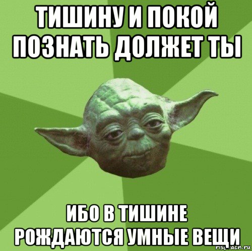 тишину и покой познать должет ты ибо в тишине рождаются умные вещи, Мем Мастер Йода