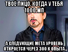 твоё лицо, когда у тебя 1000 мп а следующие мета уровень откроется через 300 к опыта