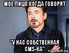 мое лицо когда говорят "у нас собственная cms-ка"