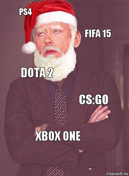 PS4 FIFA 15 DOTA 2 CS:GO XBOX ONE, Комикс  Выражение лица Деда Мороза