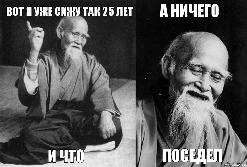 вот я уже сижу так 25 лет и что а ничего поседел, Комикс Мудрец-монах (4 зоны)