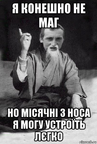 я конешно не маг но місячні з носа я могу устроїть лєгко, Мем Мудрий паца