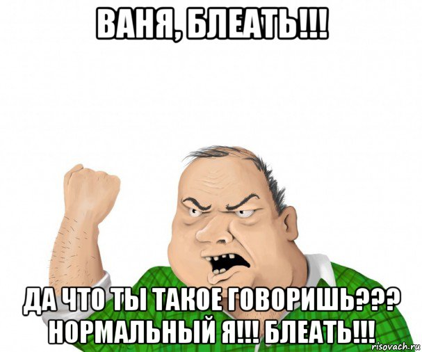 ваня, блеать!!! да что ты такое говоришь??? нормальный я!!! блеать!!!, Мем мужик