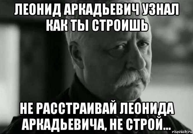 леонид аркадьевич узнал как ты строишь не расстраивай леонида аркадьевича, не строй..., Мем Не расстраивай Леонида Аркадьевича