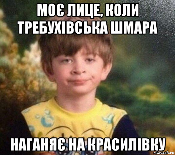 моє лице, коли требухівська шмара наганяє на красилівку, Мем Недовольный пацан