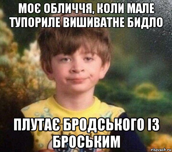 моє обличчя, коли мале тупориле вишиватне бидло плутає бродського із броським, Мем Недовольный пацан