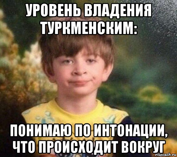 уровень владения туркменским: понимаю по интонации, что происходит вокруг, Мем Недовольный пацан